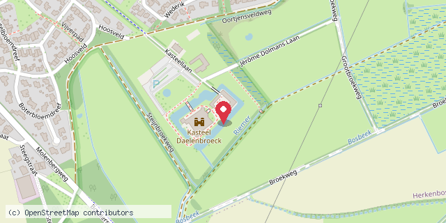 Een kaart met de locatie van Landgoed Kasteel Daelenbroeck