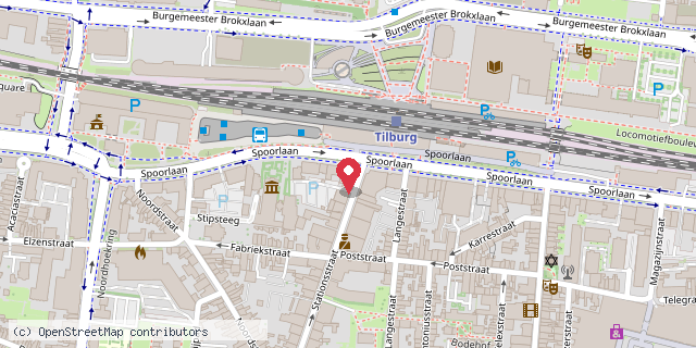Een kaart met de locatie van Grand Hotel Brasserij Central