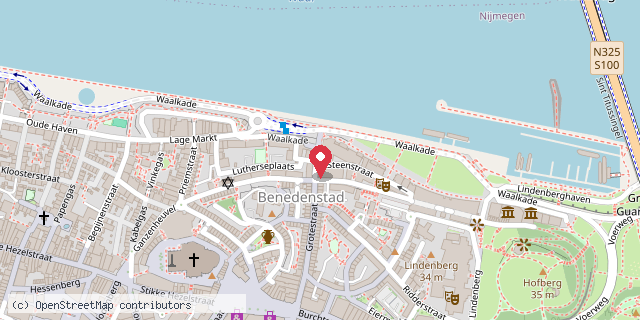 Een kaart met de locatie van Bistro Caruso