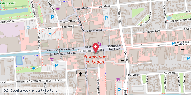 Een kaart met de locatie van Brasserie De Waag