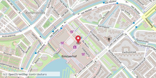 Een kaart met de locatie van Eetcafe De Beurs