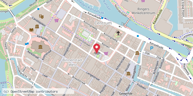 Een kaart met de locatie van Restaurant Rhodos