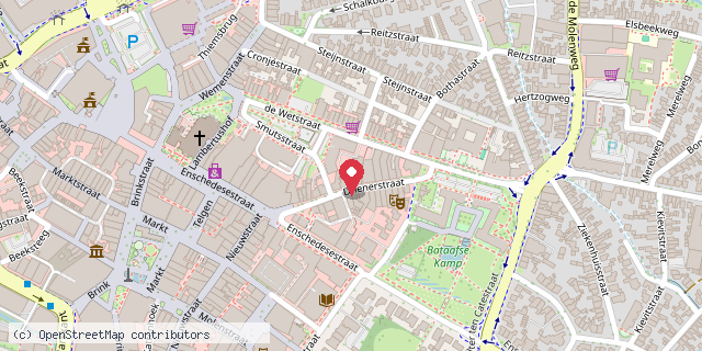 Een kaart met de locatie van Italiaans Restaurant Roma