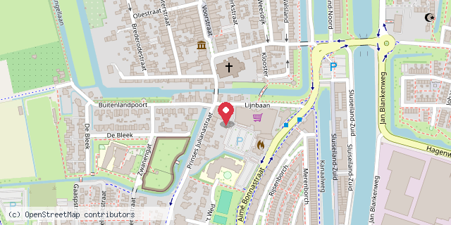 Een kaart met de locatie van Restaurant China Wok