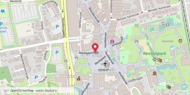 Een kaart met de locatie van Grand Café De Zaak