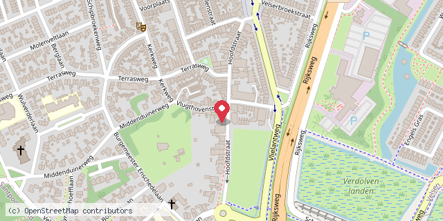 Een kaart met de locatie van Restaurant De Meierij