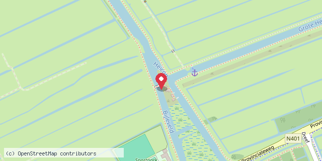Een kaart met de locatie van Brasserie Het Eiland in het weiland
