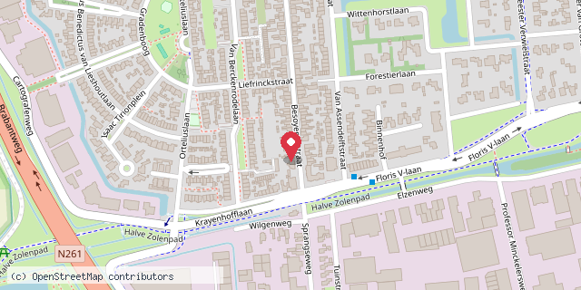 Een kaart met de locatie van Café Restaurant De Langstraat