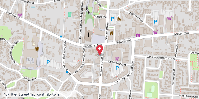 Een kaart met de locatie van eten-drinken-slapen Plein 13